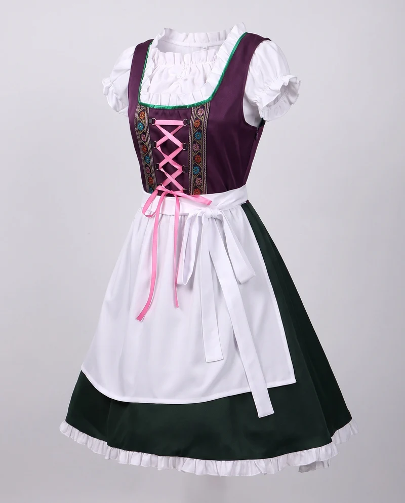 Damen Dirndl Kleid mit floralen Applikationen und Rüschendetails Drune