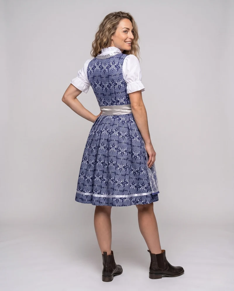 Damen Dirndl-Kleid mit floralen Mustern und eleganten Rüschendetails Drune