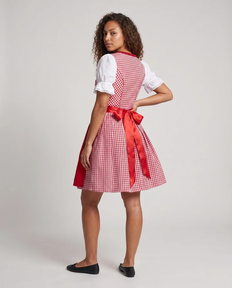 Damen Dirndlkleid mit modernen Karomustern und schwingendem Rock Drune