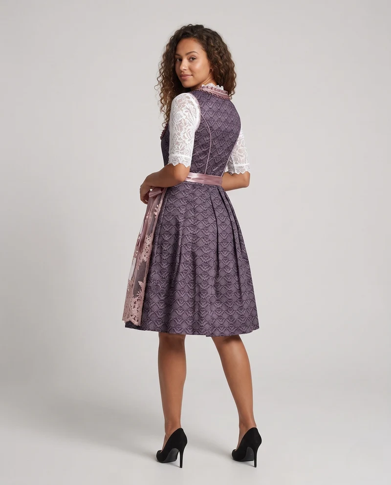 Dirndlkleid für Damen mit Spitzen-Details und Satin-Gürtel Drune