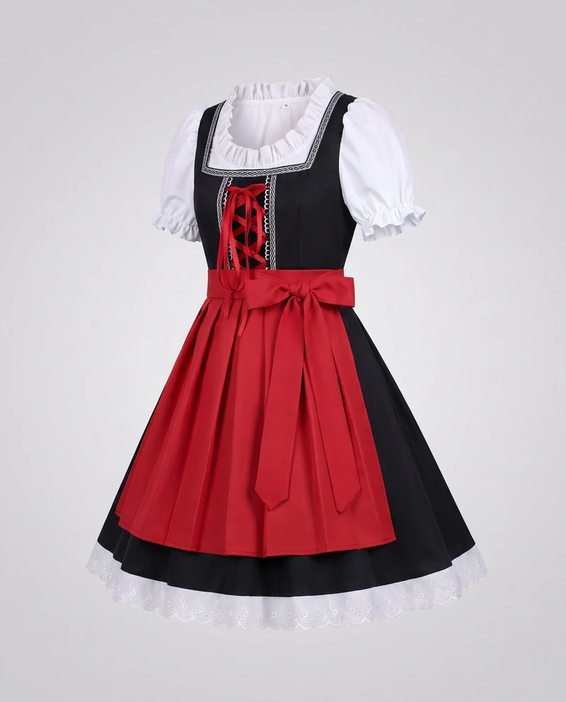 Dirndl-Kleid für Frauen mit traditionellen Spitzenakzenten und eleganter Schnürung Drune
