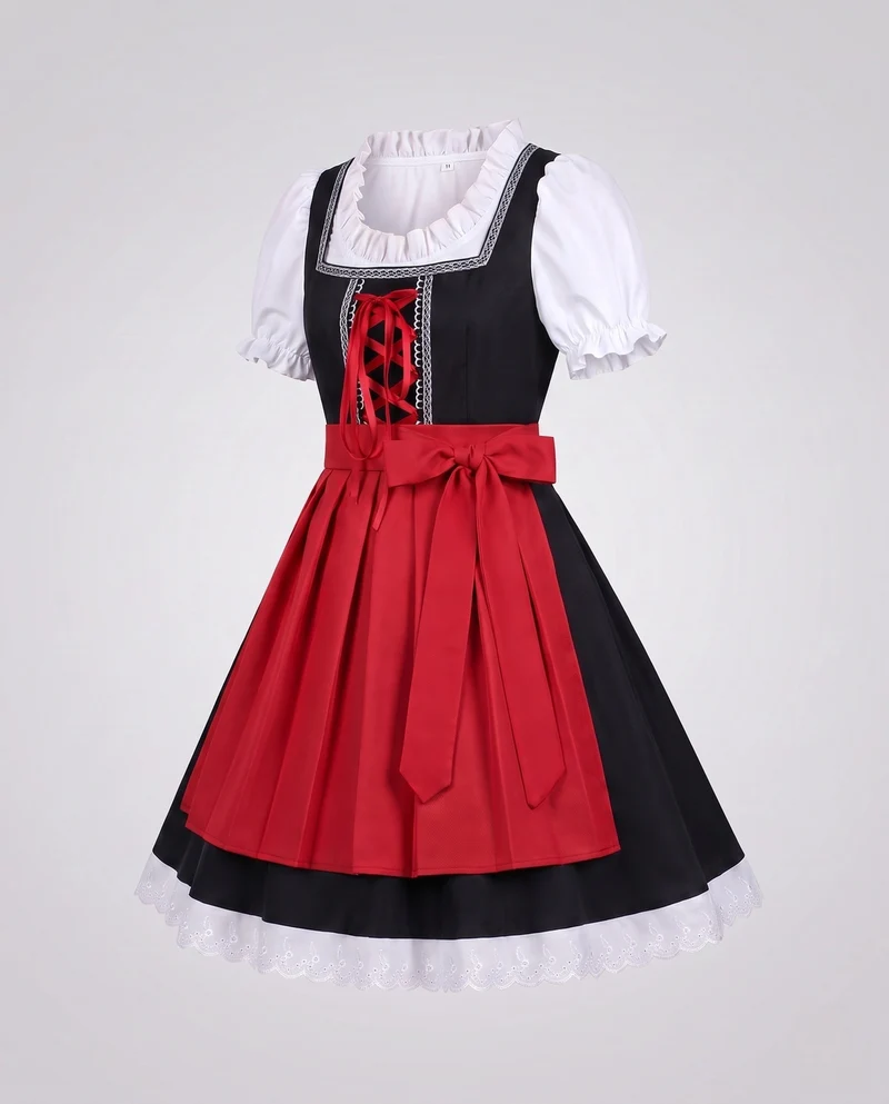 Dirndl-Kleid für Frauen mit traditionellen Spitzenakzenten und eleganter Schnürung Drune