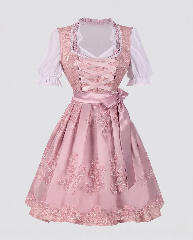 Damen Dirndl mit floralem Design und raffinierten Details Drune