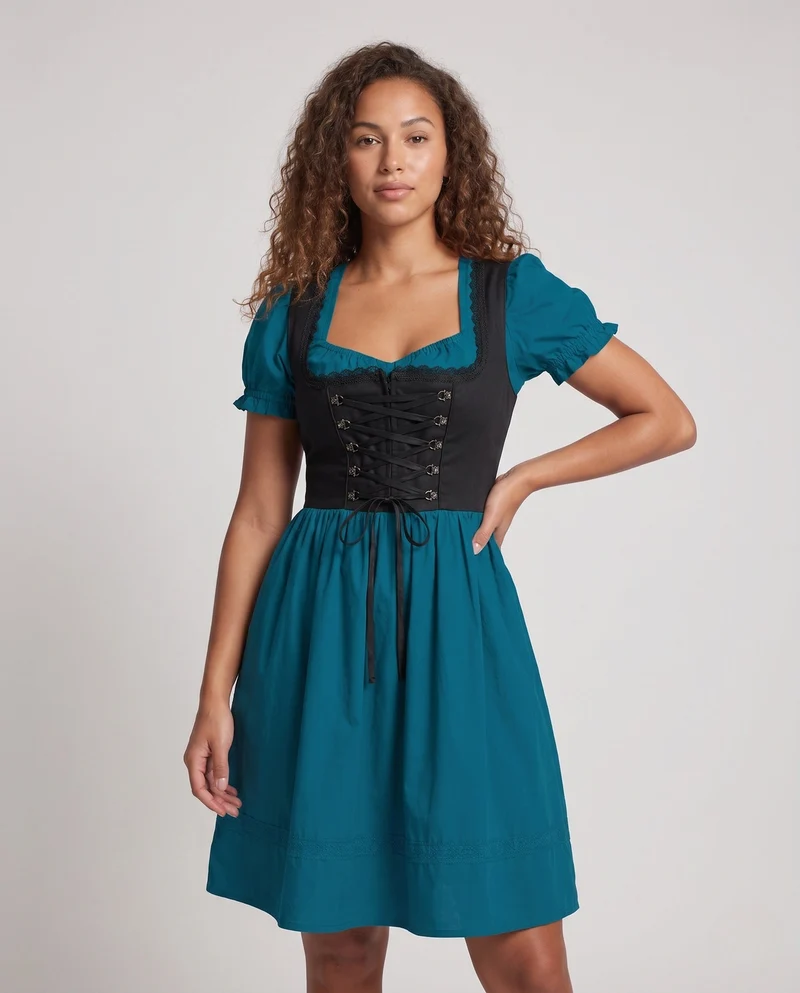 Damen Dirndl mit hochwertiger Handwerkskunst und eleganten Schnürdetails Drune