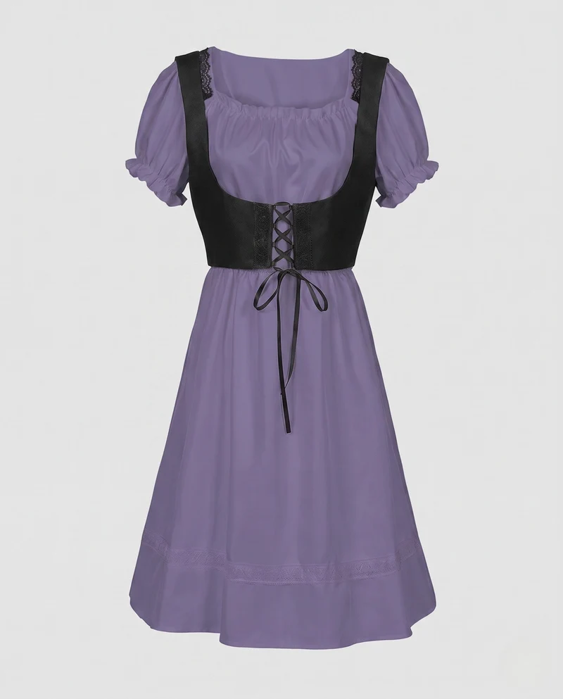 Damen Dirndl mit hochwertiger Handwerkskunst und eleganten Schnürdetails Drune