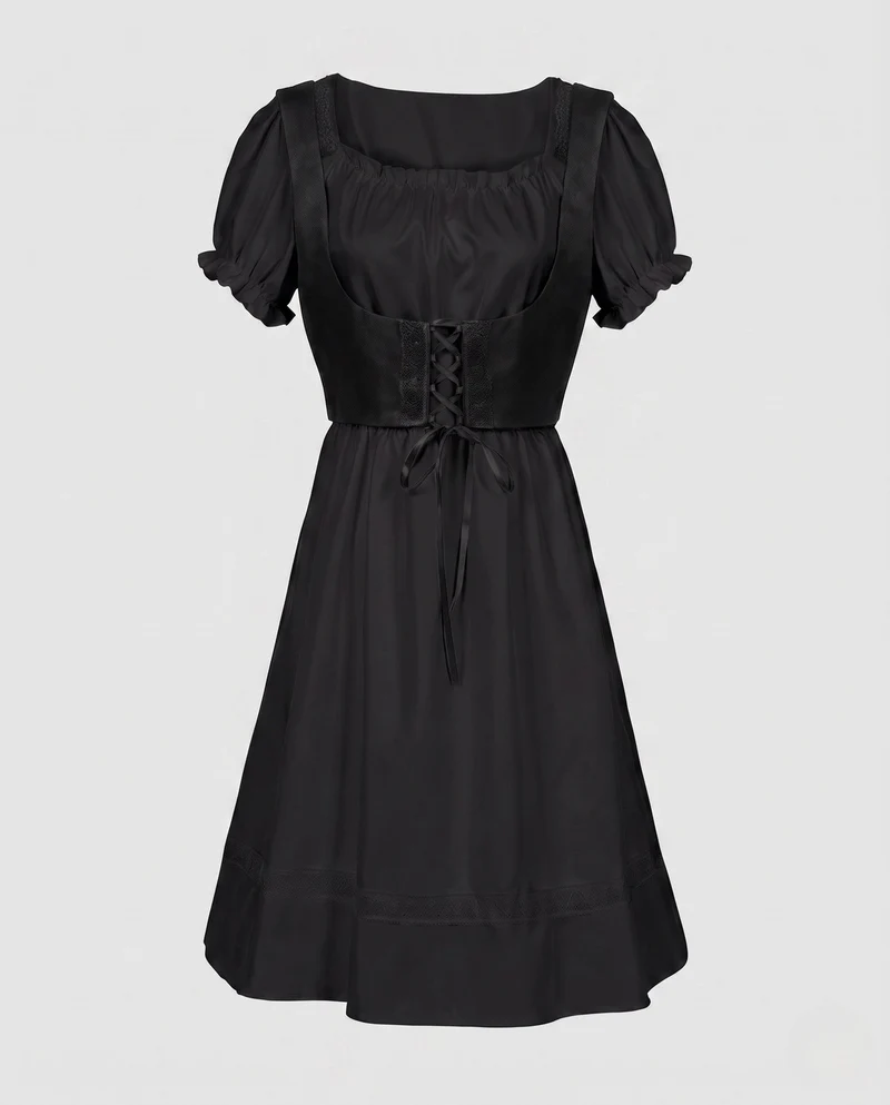 Damen Dirndl mit hochwertiger Handwerkskunst und eleganten Schnürdetails Drune