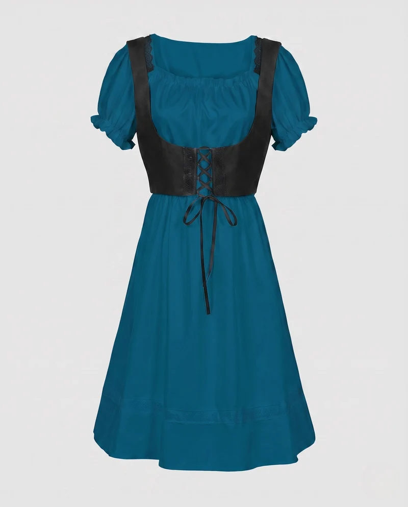 Damen Dirndl mit hochwertiger Handwerkskunst und eleganten Schnürdetails Drune