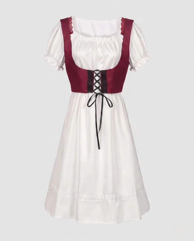 Damen Dirndl mit hochwertiger Handwerkskunst und eleganten Schnürdetails Drune