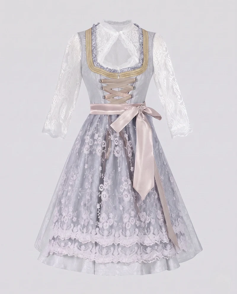 Frauen Dirndl mit kunstvollen Spitzenakzenten und elegantem Schürze Drune
