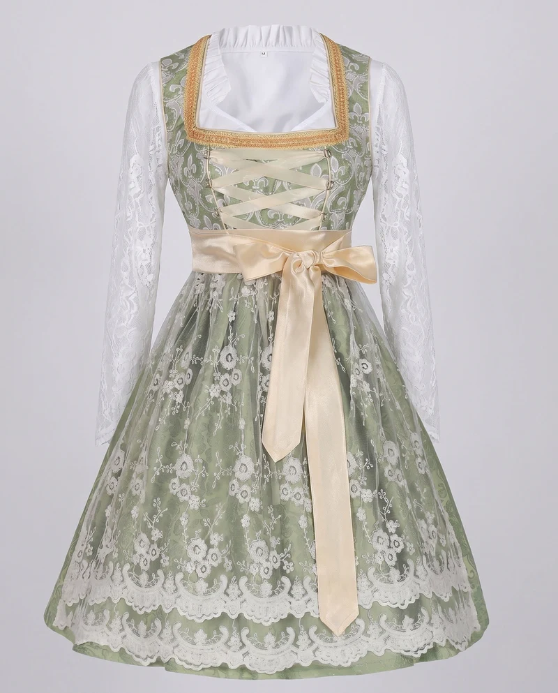 Frauen Dirndl mit kunstvollen Spitzenakzenten und elegantem Schürze Drune