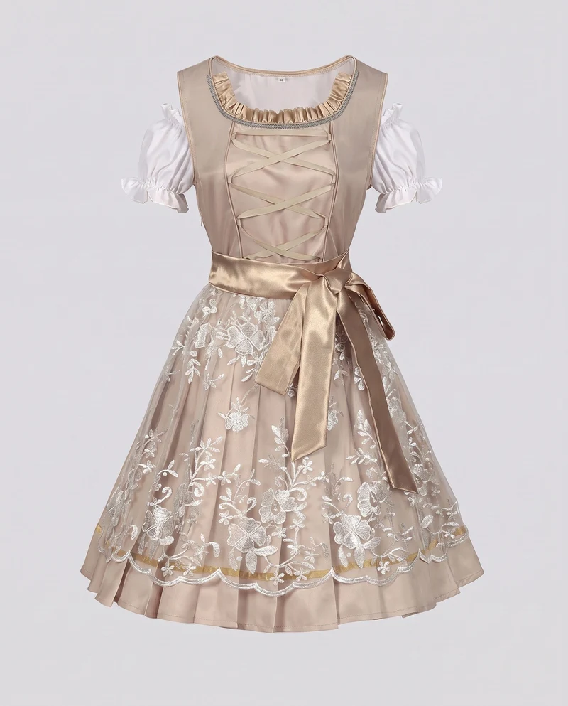 Frauen Dirndl mit kunstvollen Spitzenakzenten und elegantem Schürze Drune