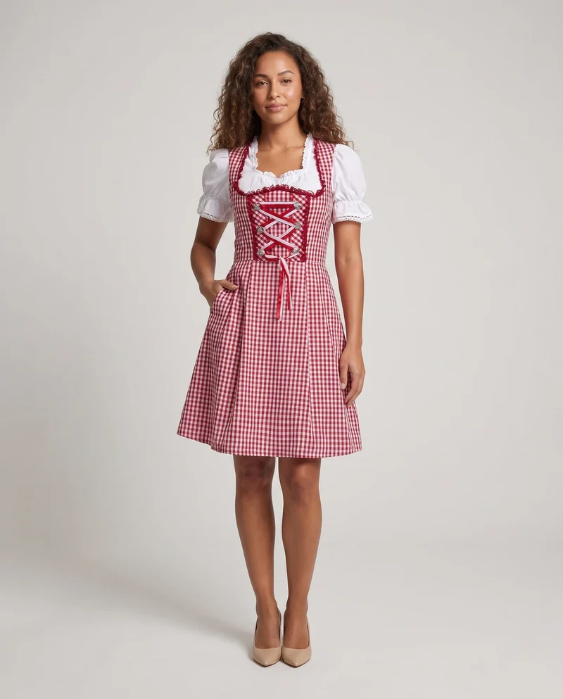 Damen-Dirndl mit Rüschendetails und eleganter Schnürung Drune