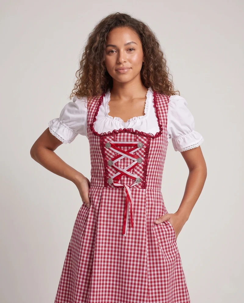 Damen-Dirndl mit Rüschendetails und eleganter Schnürung Drune