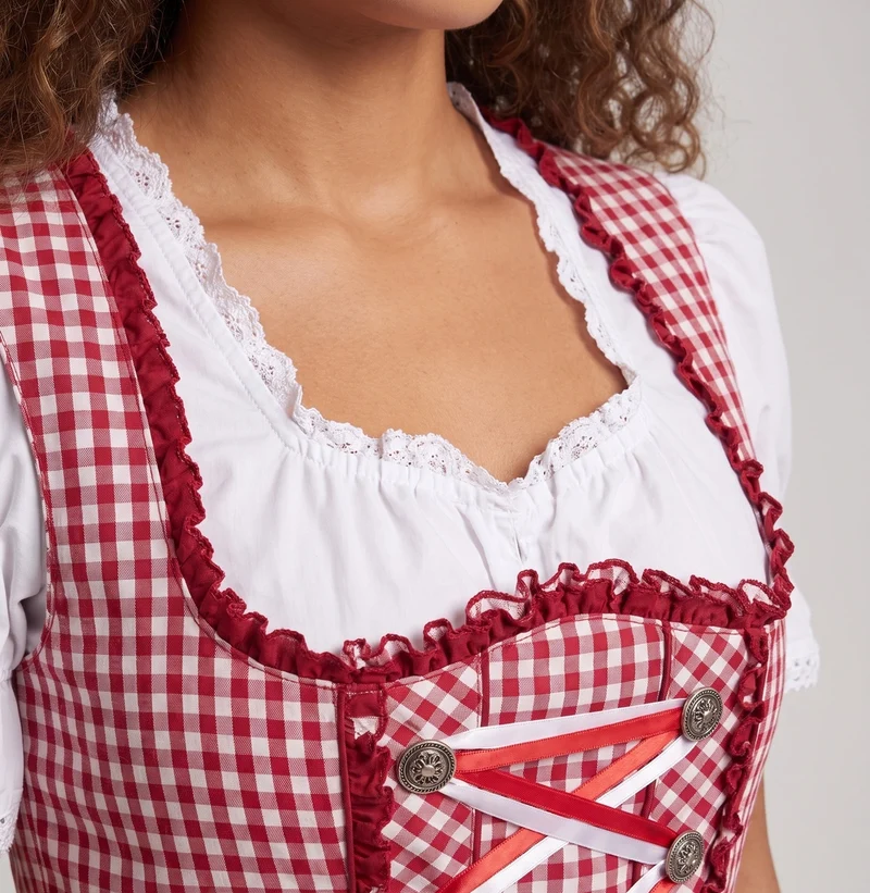 Damen-Dirndl mit Rüschendetails und eleganter Schnürung Drune