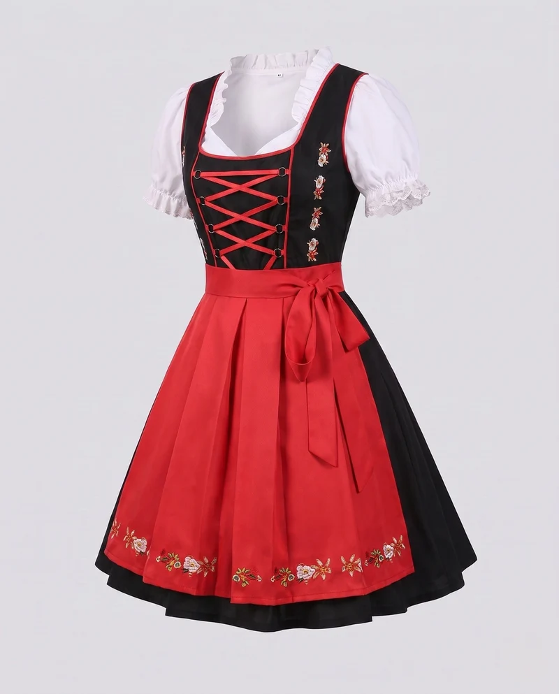 Damen-Dirndl mit Rüschendetails und eleganter Schnürung Drune