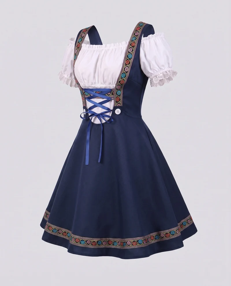 Damen-Dirndl mit Rüschendetails und eleganter Schnürung Drune