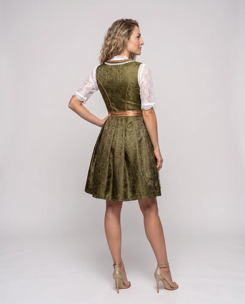 Damen Dirndl mit Spitzenverzierungen und elegantem Schürze Drune