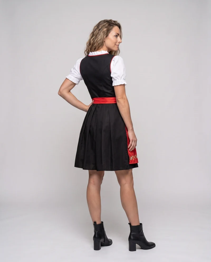Damen Dirndl Set mit aufwendigen Schnürungen und floralen Verzierungen Drune