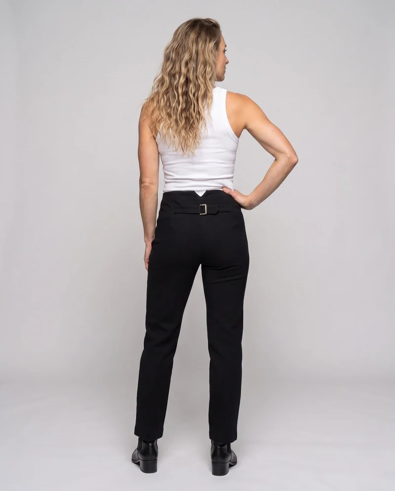 Damen elegante Baumwollhose mit aufwendigen Knopfdetails Drune