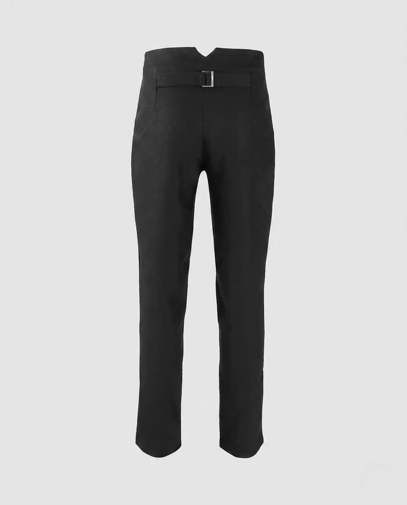 Damen elegante Baumwollhose mit aufwendigen Knopfdetails Drune