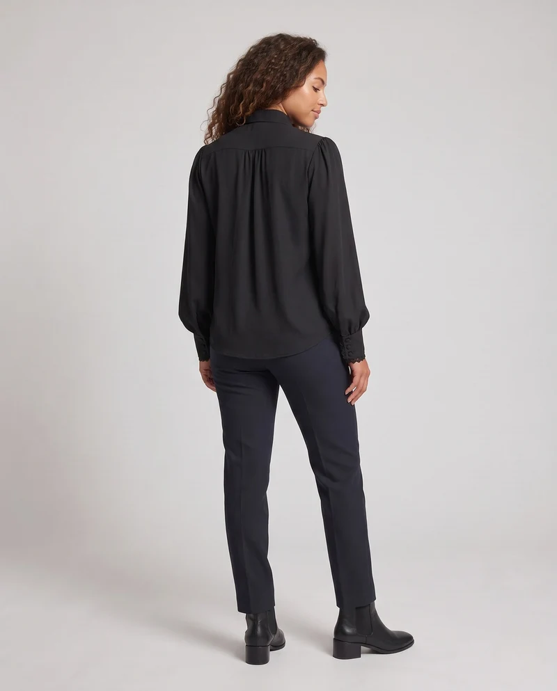Damen Elegante Bluse mit Rüschen und Spitze Details Drune
