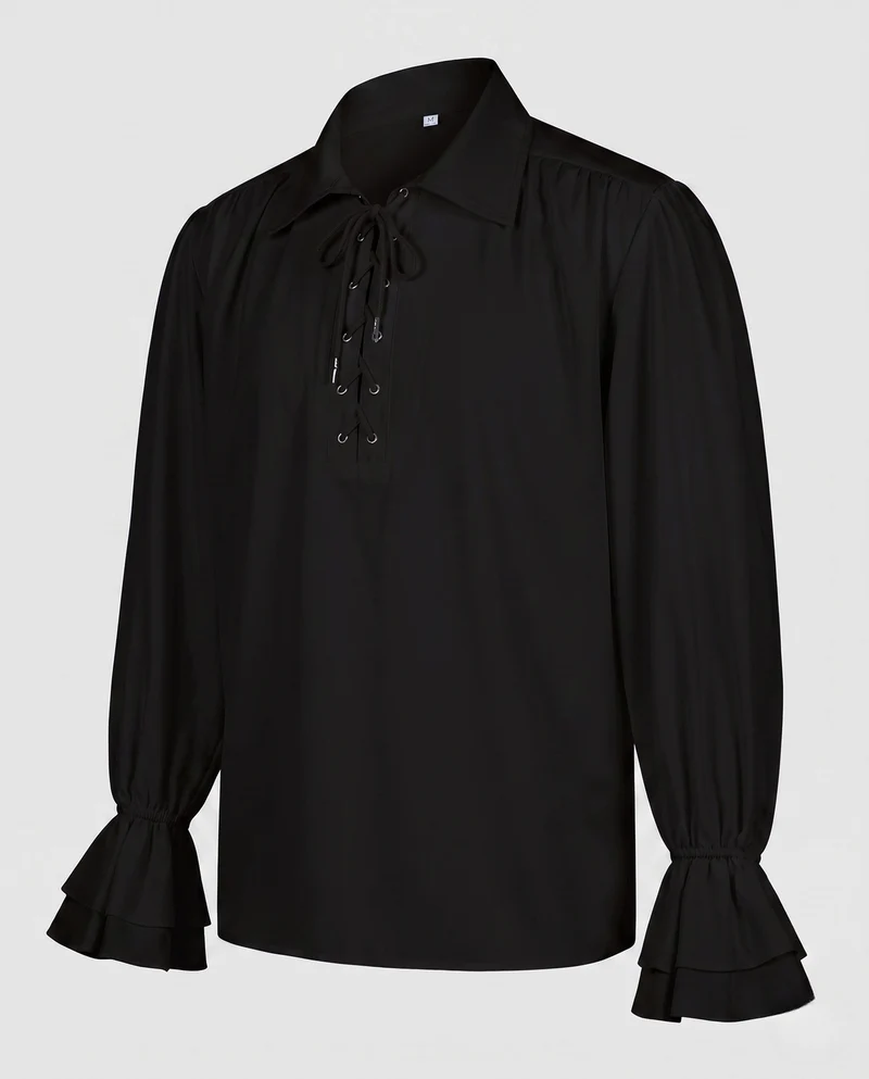 Damen elegante Bluse mit Rüscheln und dekorativem Schnürdetail Drune