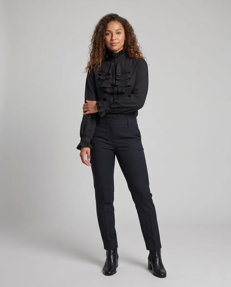 Frauen elegante Bluse mit Rüschendesign Drune