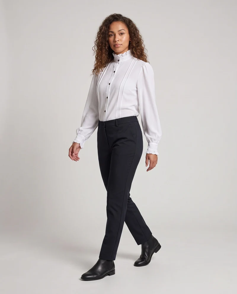 Damen elegante Bluse mit Rüschendetails Drune