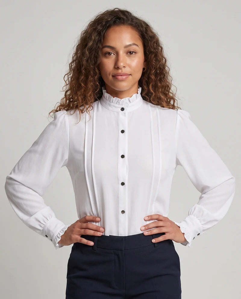 Damen elegante Bluse mit Rüschendetails Drune