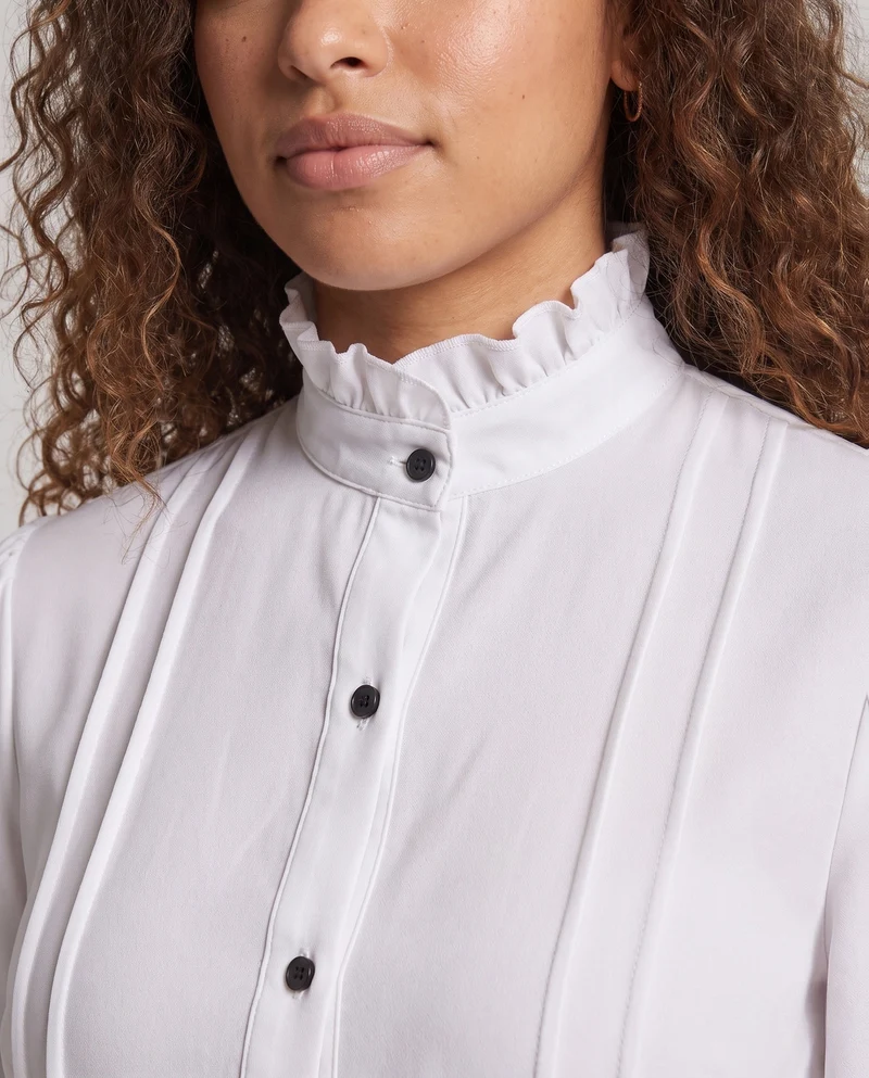 Damen elegante Bluse mit Rüschendetails Drune