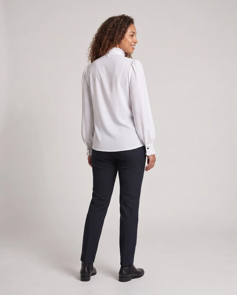Damen elegante Bluse mit Rüschendetails Drune
