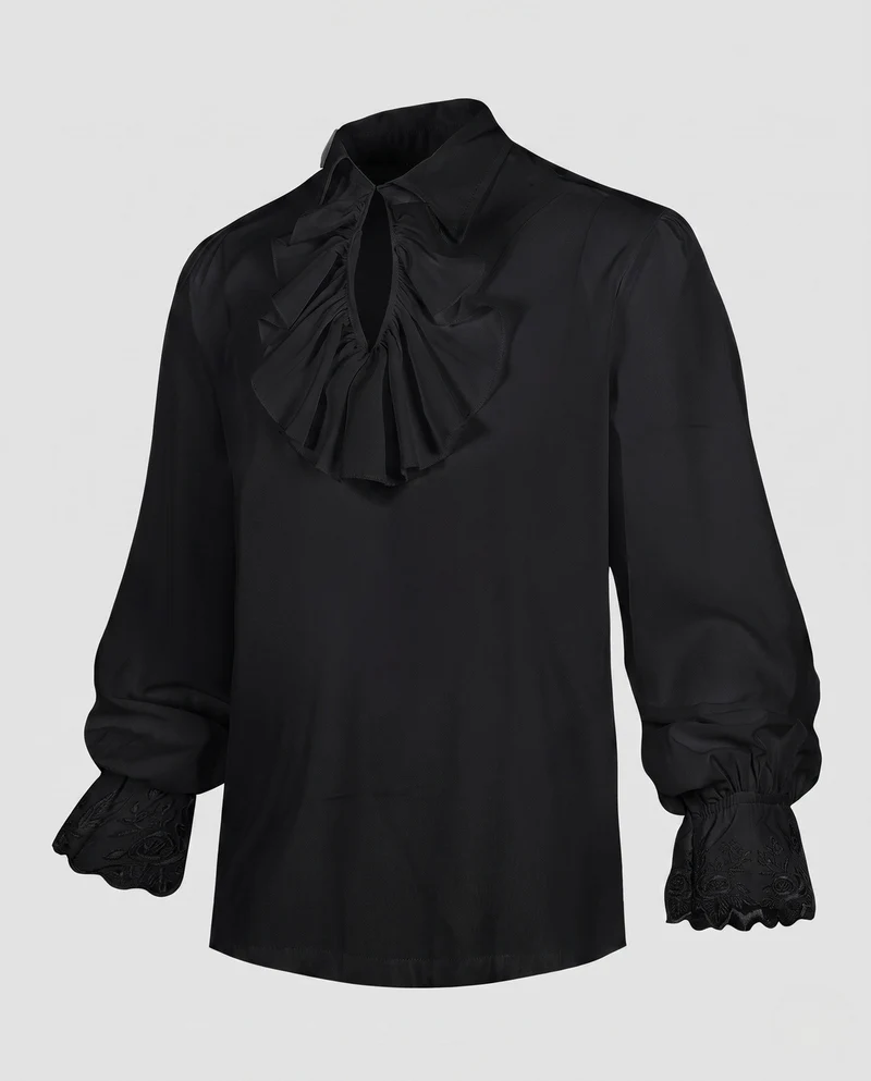 Damen elegante Bluse mit Rüschendetails und subtiler Spitze dekorativen Drune