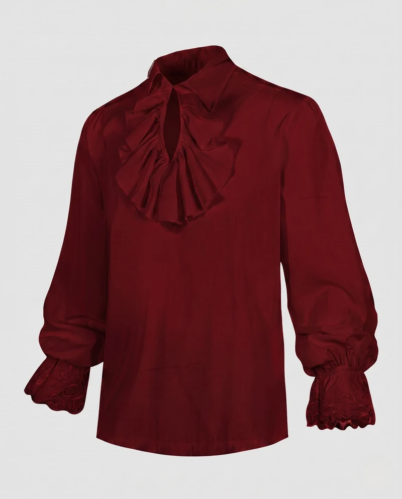 Damen elegante Bluse mit Rüschendetails und subtiler Spitze dekorativen Drune