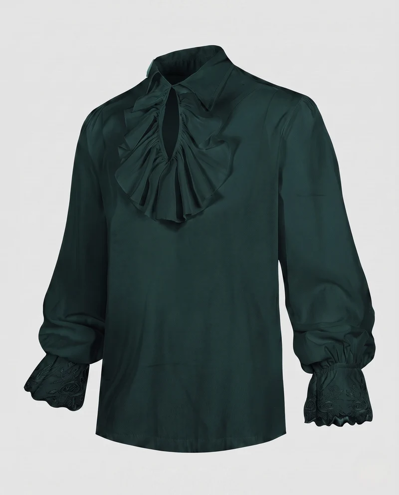 Damen elegante Bluse mit Rüschendetails und subtiler Spitze dekorativen Drune