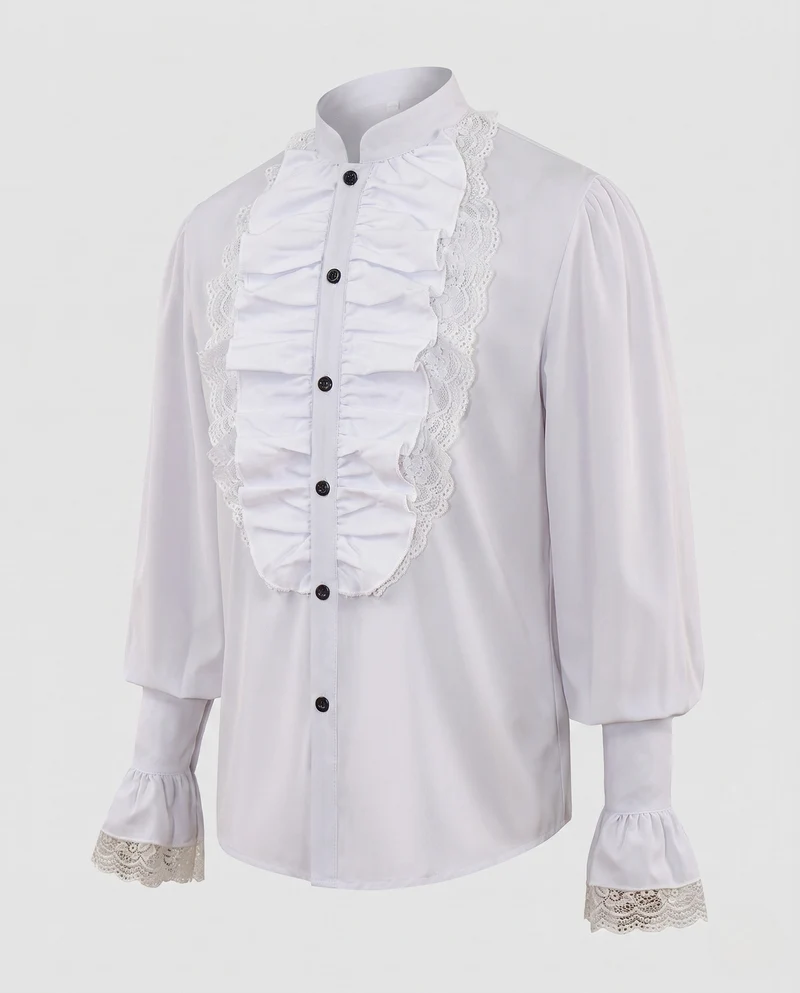 Frauen elegante Bluse mit Rüschendetails und Spitze Akzenten Drune