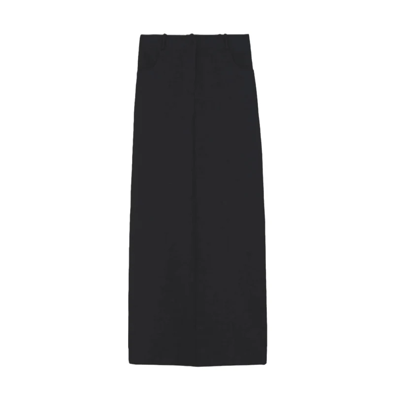 Damen Eleganter Maxirock mit Gürtelschlaufen und klassischer Silhouette Drune