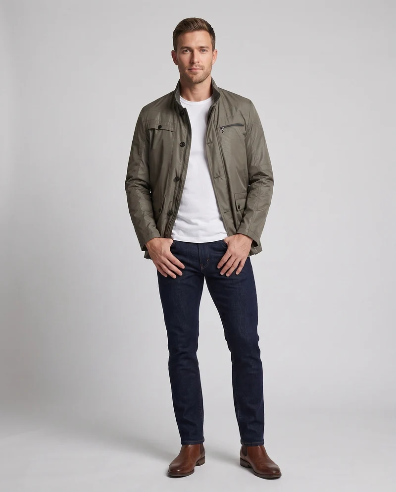 Herren wasserabweisende Stehkragen Übergangsjacke mit wattierter thermischer Fütterung und multifunktionalen Taschen