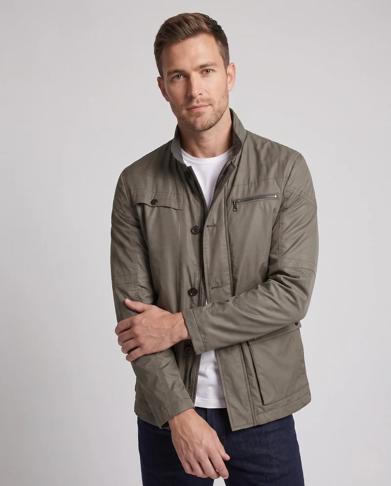 Herren wasserabweisende Stehkragen Übergangsjacke mit wattierter thermischer Fütterung und multifunktionalen Taschen