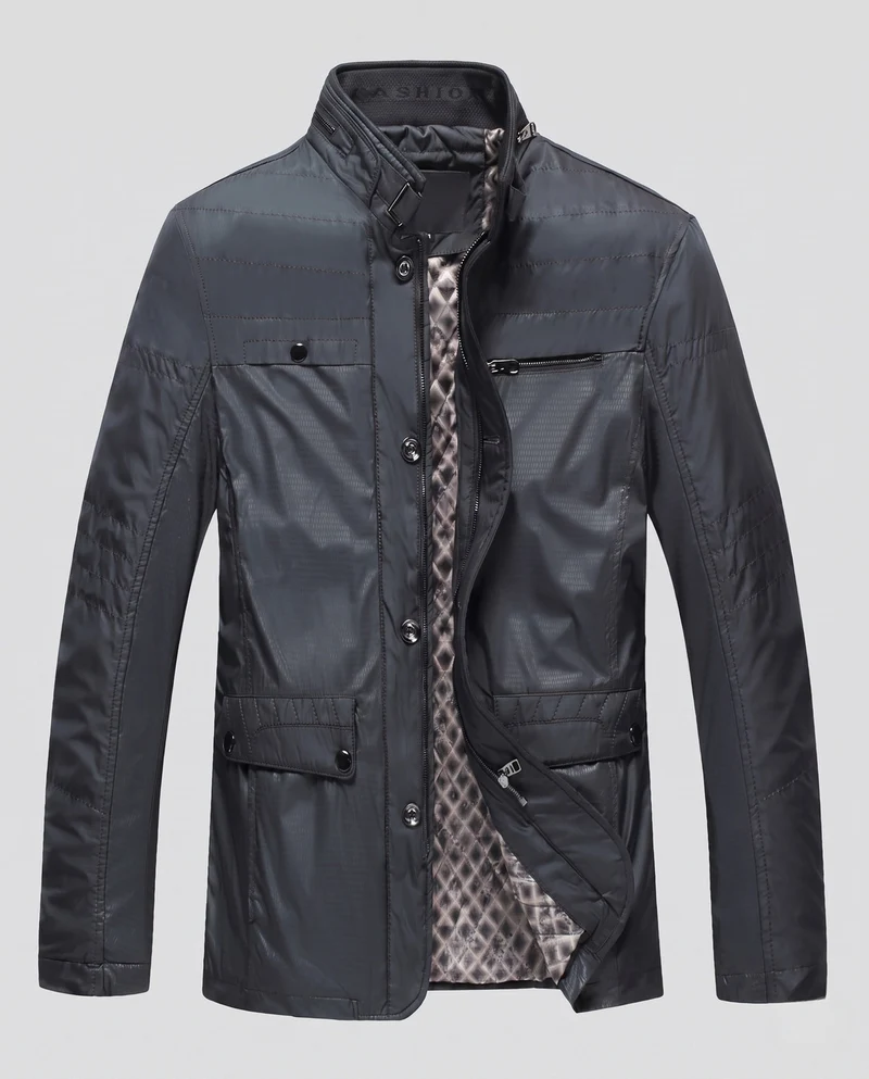 Herren wasserabweisende Stehkragen Übergangsjacke mit wattierter thermischer Fütterung und multifunktionalen Taschen