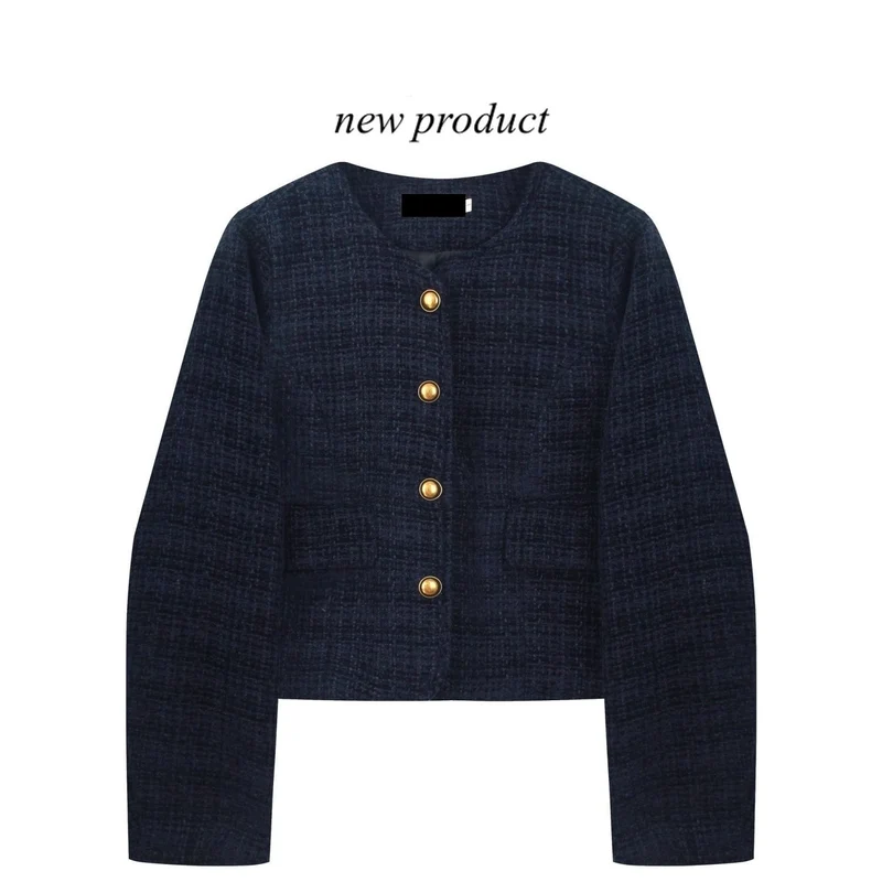 Damen cropped Blazer mit goldenen Knöpfen Drune