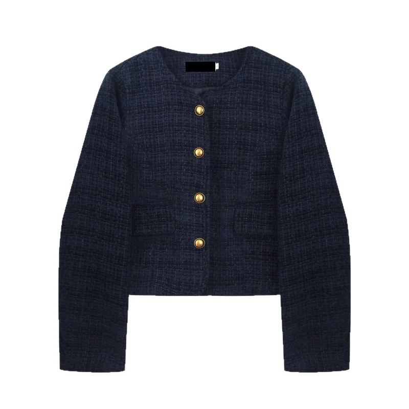 Damen cropped Blazer mit goldenen Knöpfen Drune