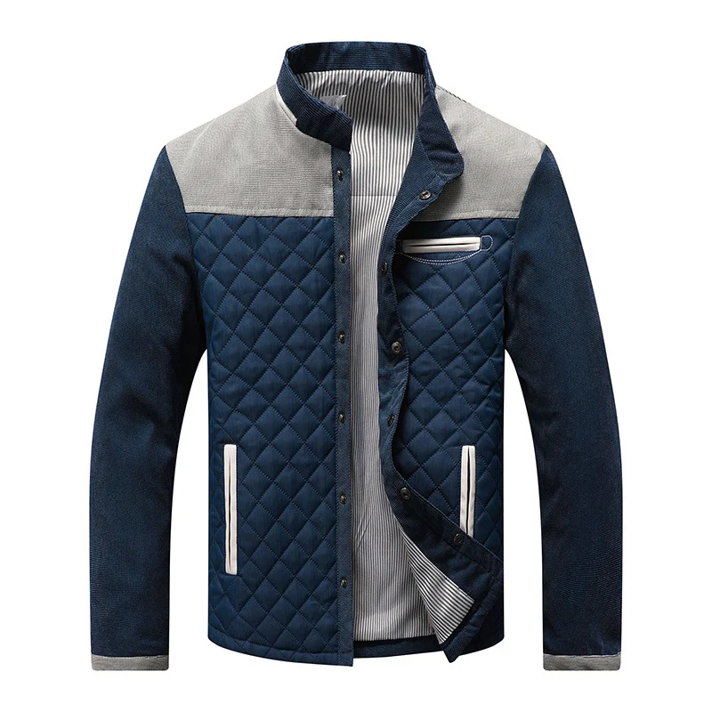Herren Gepolsterte Rauten‑Steppjacke mit Stehkragen und Kontrastbesatz Drune