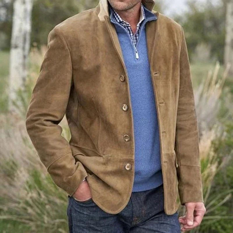 Herren Elegante Wildlederjacke mit modernen Details Drune