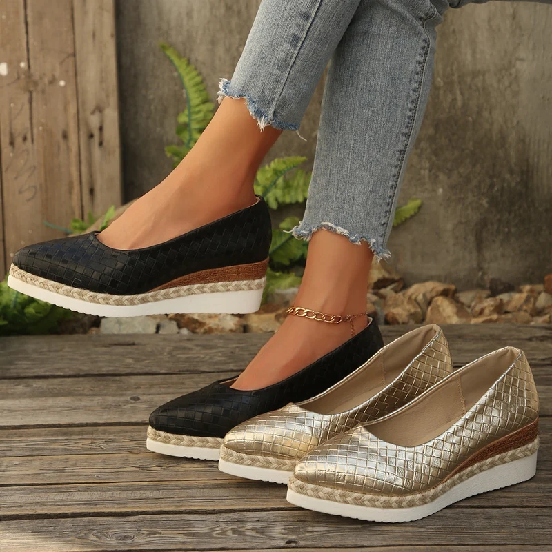 Damen Elegante Keil-Ballerinas aus Leder Drune