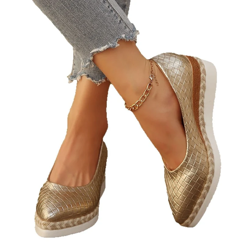 Damen Elegante Keil-Ballerinas aus Leder Drune