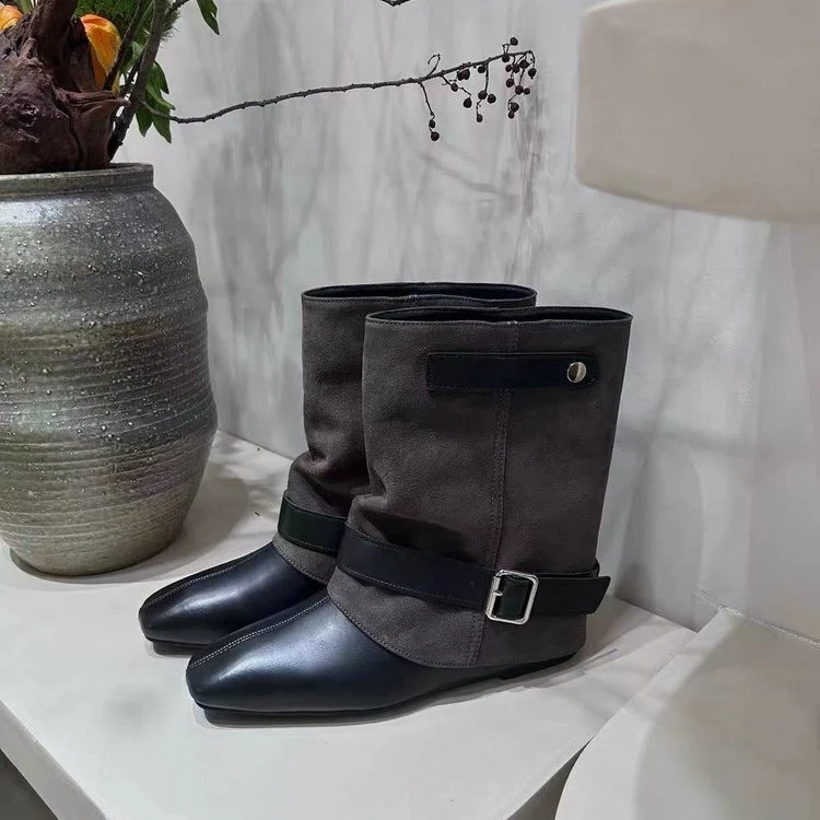 Damen Elegante Stiefeletten mit modischem Riemendesign Drune