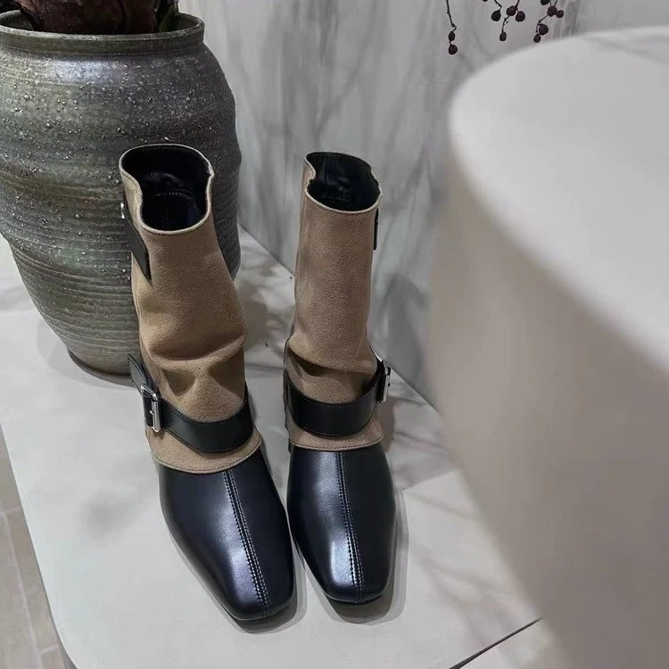 Damen Elegante Stiefeletten mit modischem Riemendesign Drune