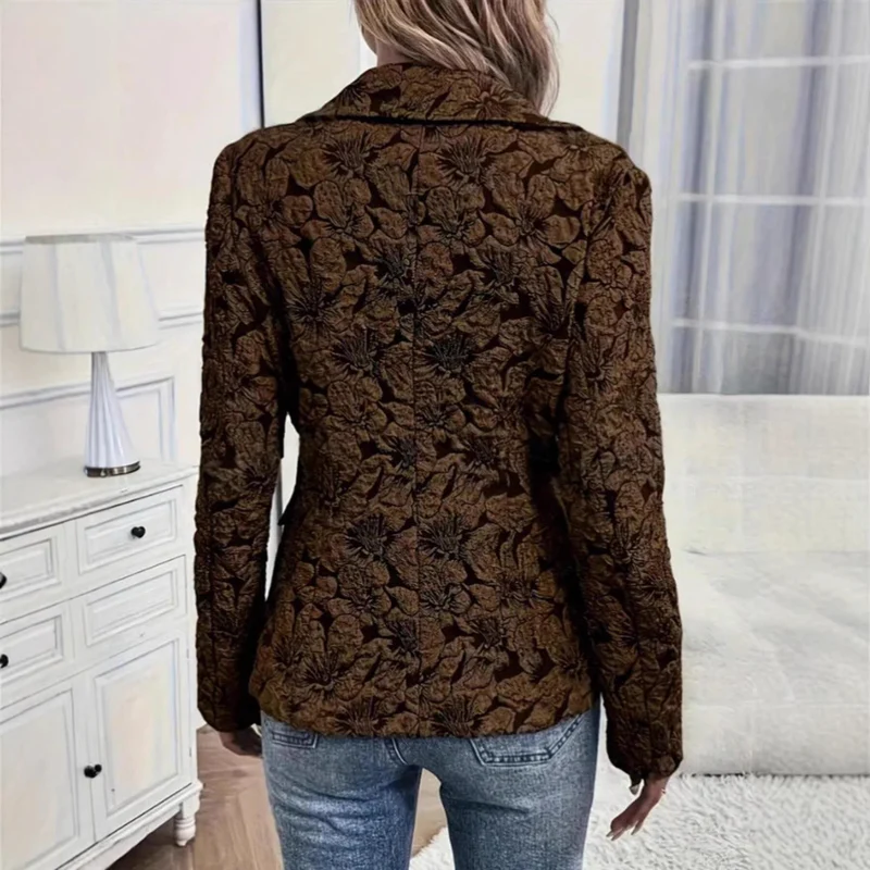 Damen Eleganter Jacquard Blazer Drune