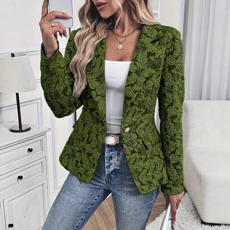 Damen Eleganter Jacquard Blazer Drune