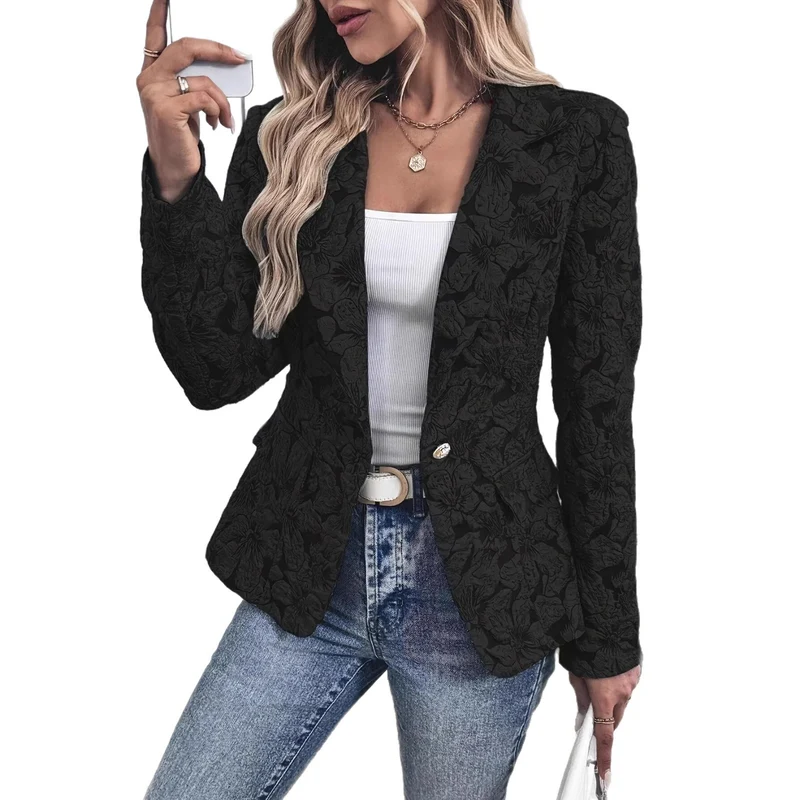 Damen Eleganter Jacquard Blazer Drune